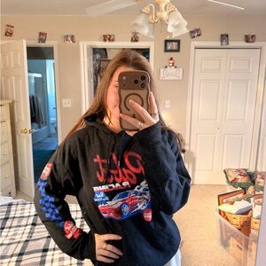 Black Graphic Racing Hoodie - Unknown Brand